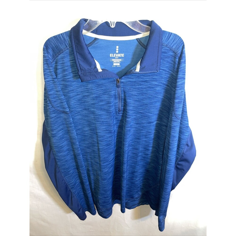 Elevate Running Shirt Mens Size Large Blue Zip Collar Long Sleeve